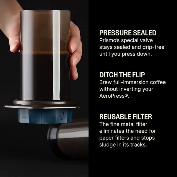 Fellow Prismo Attachment for AeroPress Coffee Maker - Enhance Your Manual Coffee Maker to Brew Espresso-Style and No-Drip Immersion Coffees, Reusable Metal Filter
