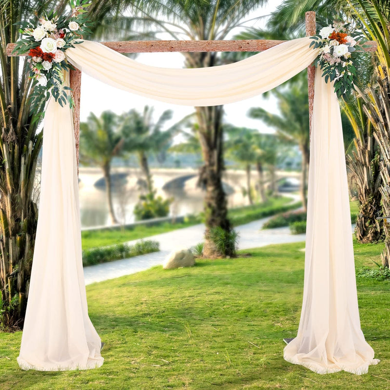 Wedding Arch Draping Fabric 1 Panel 28 X 19Ft - Sheer Champagne Drapes