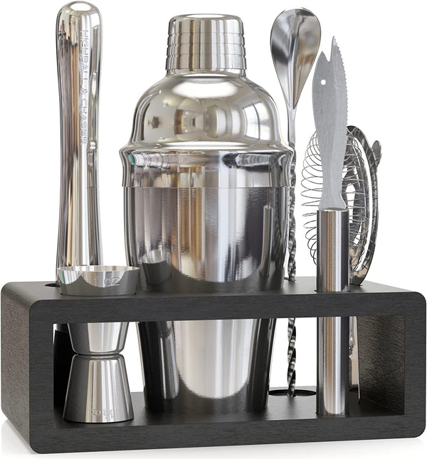 Highball & Chaser Cocktail Shaker Set: Bartender Kit for Home Bar Mixology Cocktail Bar Set Plus E-Book with 30 Recipes (Silver)