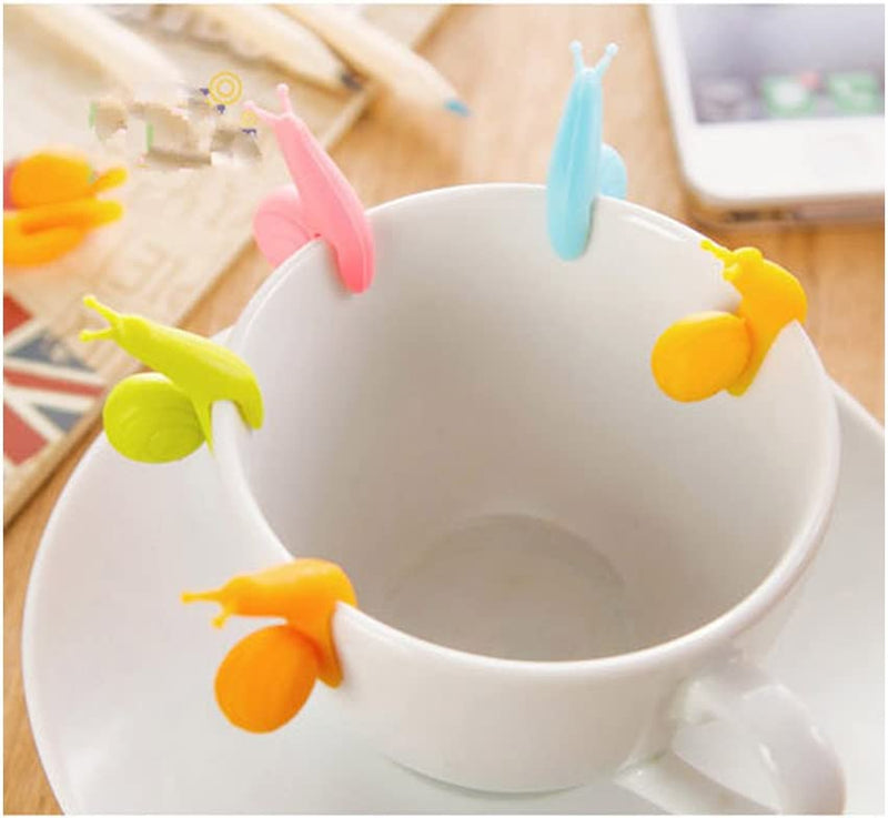 WZYuan Pack of 10pcs Candy Colors Colorful Cute Silicone Snail Shape Cup Mug Tea Bag Holder Clips