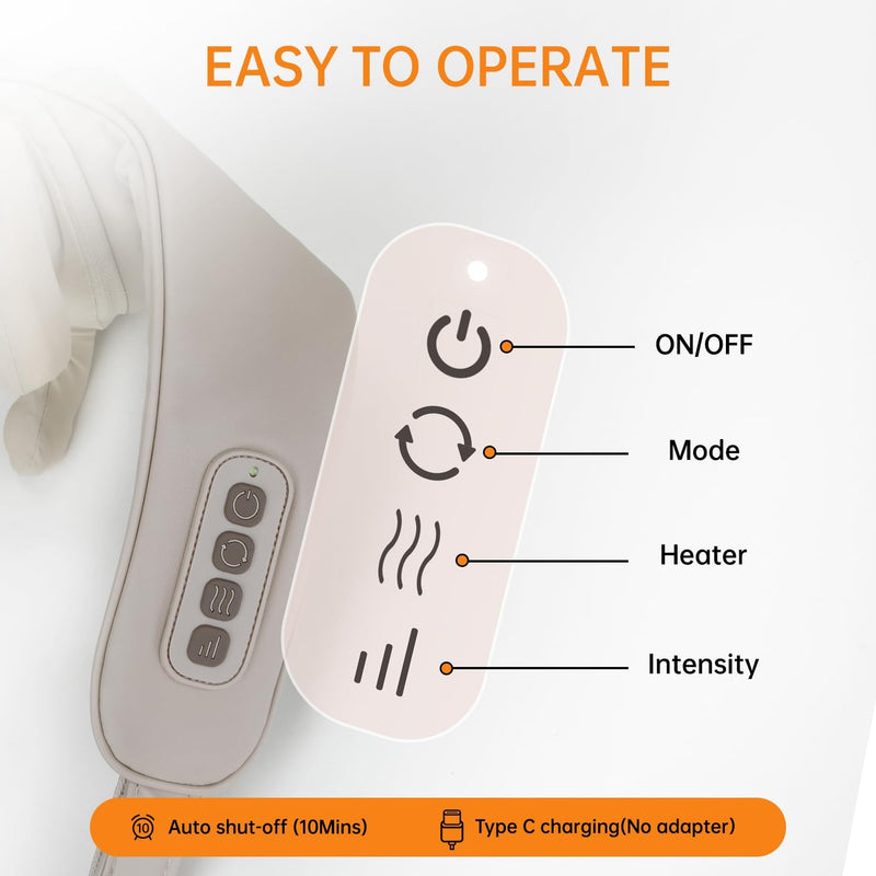 Mebak N1 Neck Massager with Heat, Shiatsu Neck and Shoulder Massager for Pain Relief Deep Tissue, Portable Kneading Massage Pillow