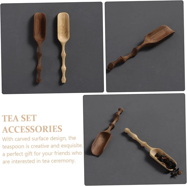 HOMSFOU tea spoon condiment wooden coffee wood coffee measure scoop mini accessories salt spoons mini matcha spoon Teaware Accessories Spoon Bamboo Tea Scoop Bamboo Teaspoons Ice shovel