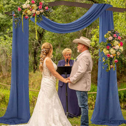 20FT Wedding Arch Draping in Dusty Blue Sheer Backdrop Curtains - Chiffon Fabric Panels for Reception or Ceremony Decor