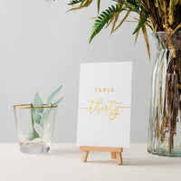 Table Number Cards Gold Foil for Wedding, Anniversary, Birthday, Bridal Shower Party. Double-Sided Design 4 X 6 Inch Number One-Thirty (1-30) & Head Table.