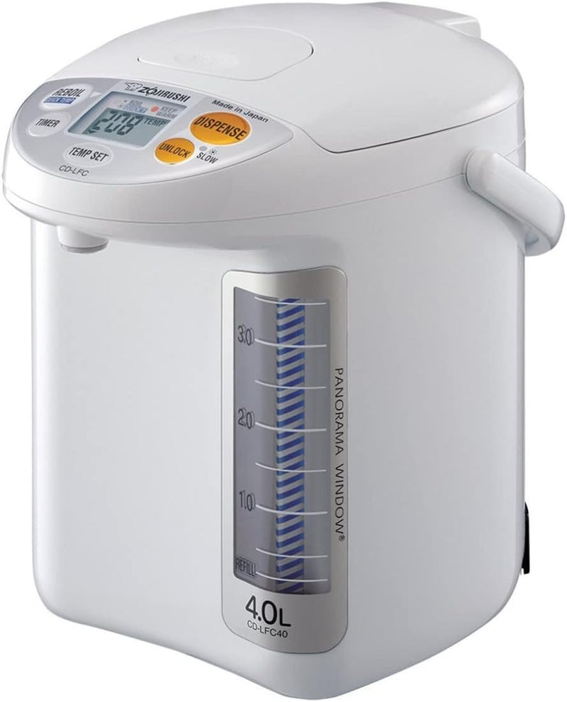 Zojirushi CD-LFC40 Micom Water Boiler and Warmer (135 oz, White) with 4 Packs of Descaling Agent Bundle (2 Items)