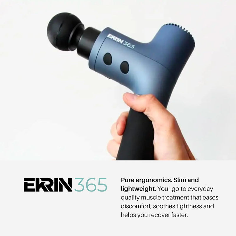 Ekrin Athletics 365 Massage Gun - Ergonomic Deep Tissue Back & Neck Massager for Pain Relief & Soreness - 4 Speeds & Attachments - Long Battery Life & Noise Insulation - Daily Wellness & Recovery