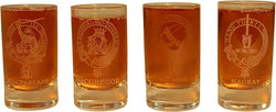 Collins Glencairn Clan Crest Crystal Dram Tot Glass - MacFarlane MacGregor MacInnes MacKay