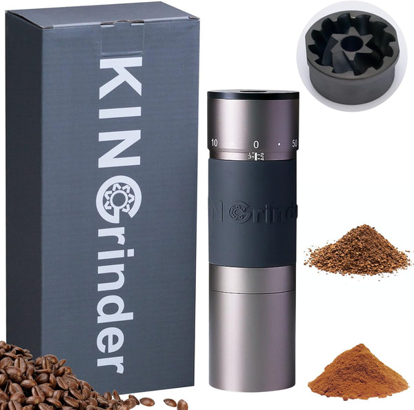 KINGrinder K 4 Iron Grey Manual Hand Coffee Grinder 240 Adjustable Grind Settings for Aeropress, French Press, Drip Coffee, Espresso with Assembly Consistency Coated Conical Burr Mill, 35g Capacity