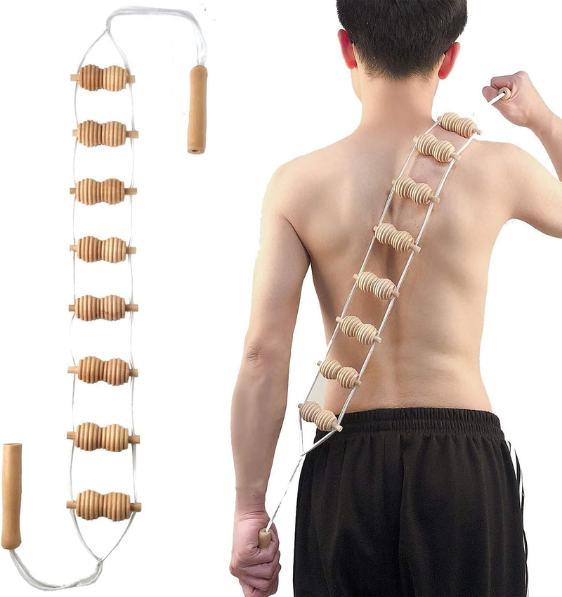 Wood Back Massage Roller Rope, Maderoterapia Colombiana, Wood Therapy Self Massager Tools, Full Body Muscle Pain Relief