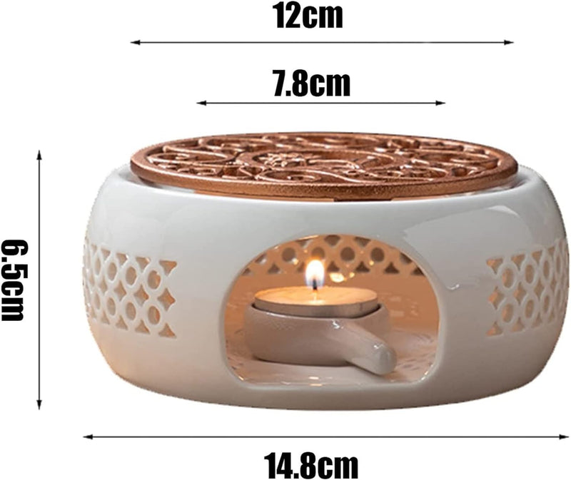 Hagsnec Ceramic Teapot Warmer Holder Base Tea Warmer Insulation Base Tea Coffee Water Warmer Candle Heating Base Holder Teaware