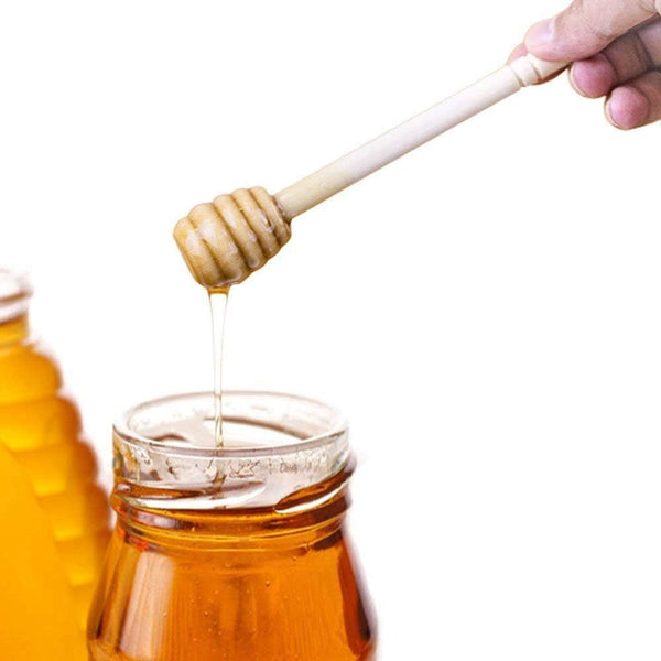 15pcs Wooden Honey Dipper Stirrer, 6inch Mixing Wand for Honey Jar Dispense, Jam Drizzlier Honeycomb Sticks Honey Spoons for Wedding Party