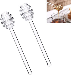 2Pcs 6 Inches Clear Glass Honey Dipper Sticks Stirring Sticks Server Honey Spoon for Honey Jar Dispense Drizzle Honey and Wedding Party Favors