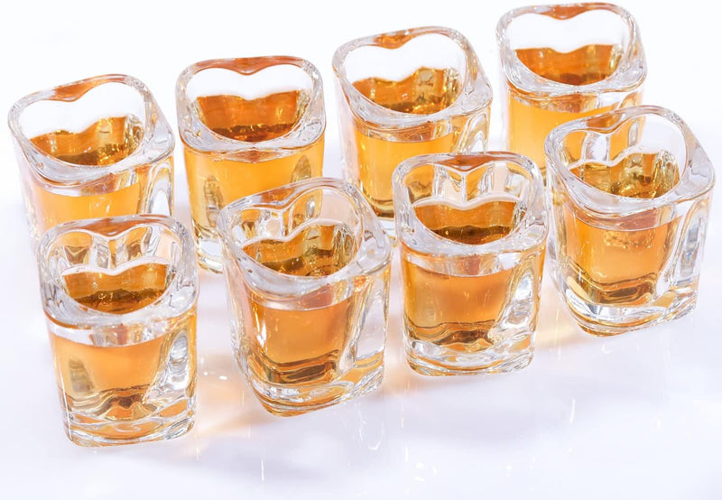 Srgeilzati Heart Shot Glasses Cute Square Tequila Glasses 2oz (Set of 8)