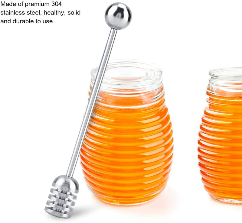 Honey Dipper Sticks, Solid Stainless Steel Honey and Syrup Dipper Stick Long Handle Honey Spoon Stirrer Mixing Tool for Honey Pot Jar Containers