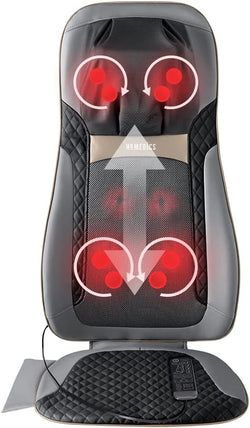 Homedics Back Massager with Heat, Shiatsu Elite II Heated Neck and Back Massage Cushion. 3 Different Massage Styles and 3 Massage Zones. Comes with Controller and Chair Straps