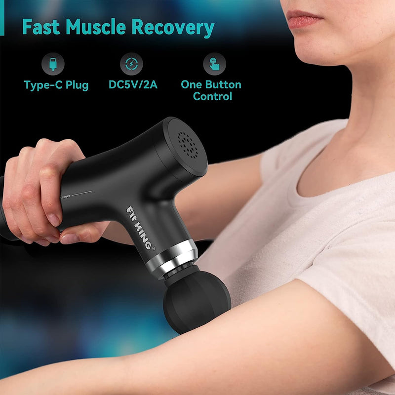 FIT KING Mini Massage Gun for Muscle Massage and Pain Relief Portable Deep Tissue Massager FT-050G