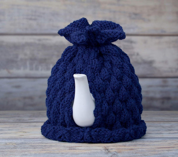 Navy Teapot Cozy Tea Pot Cosy Cover Knitted Warmer Cosie