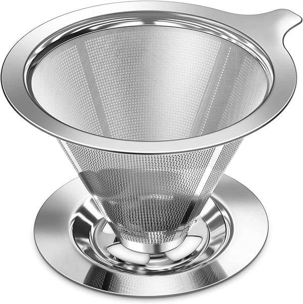 hautllaif Pour Over Coffee Dripper, Slow Drip Paperless Coffee Filter, Pour Over Coffee Maker for 1-2Cups Brew, Double Mesh Design of Manual Reusable Cone Filter