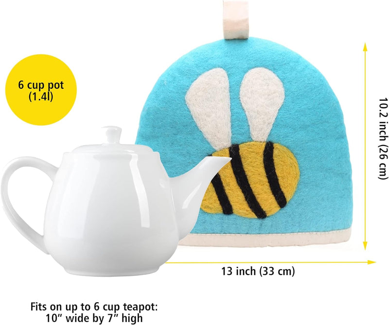 GLACIART ONE Wool Teapot Cozy Kettle Cover | Dome Shaped Large Tea Cosy for Teapot, Kettle or French Press | Handmade & Needle Felted from Natural Wool | Teapot Warmer Up to 2 Hours | Great as Gift