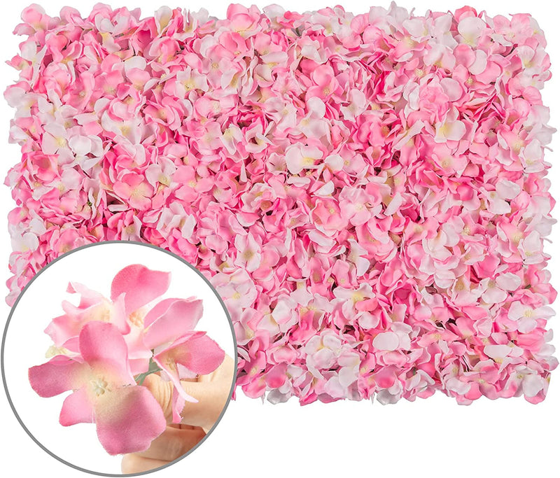 3D Silk Flower Wall Panel Set - 2 Pack Pink