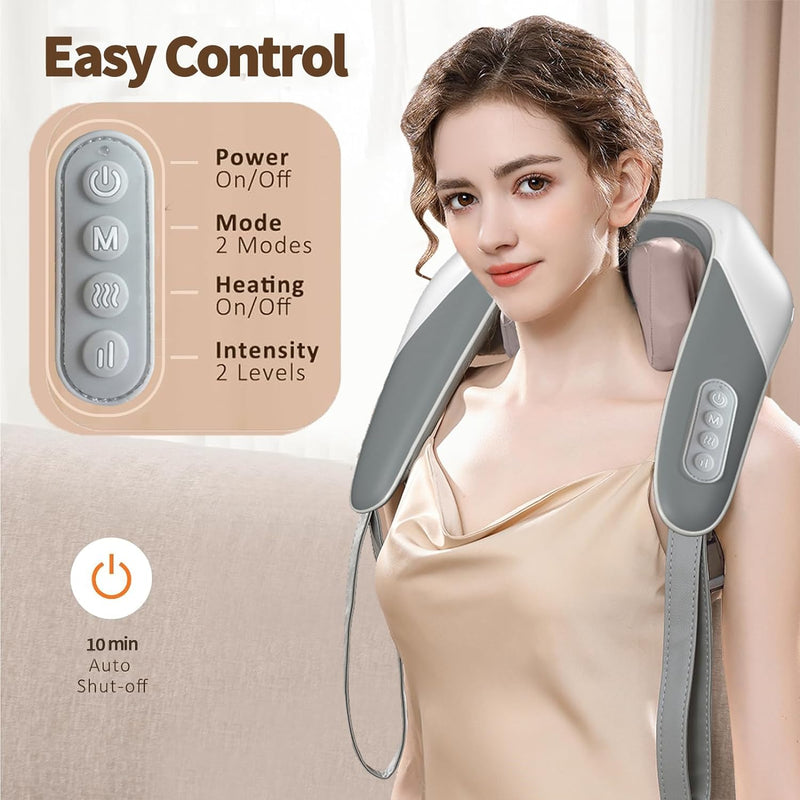 Kolacr Electric Neck Massager,Shiatsu Shoulder Massager with Heat,Neck and Shoulder Massager for Pain Relief Deep Tissue,Kneading Massager for Shoulder Neck Back,Perfect Gifts for Dad Mom (White)