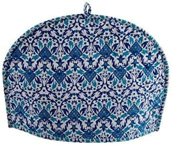 Devik Decor Tea Cozy for Teapot Indian Handmade Mandala Sky Blue Printed Cotton, 14 X 11 Inches; 36 X 28 cm…