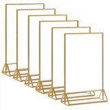 HIIMIEI Acrylic Gold Frames Sign Holders 8.5X11, Double Sided Table Menu Display Stand, Gold Acrylic Wedding Table Numbers Holder(6 Pack)
