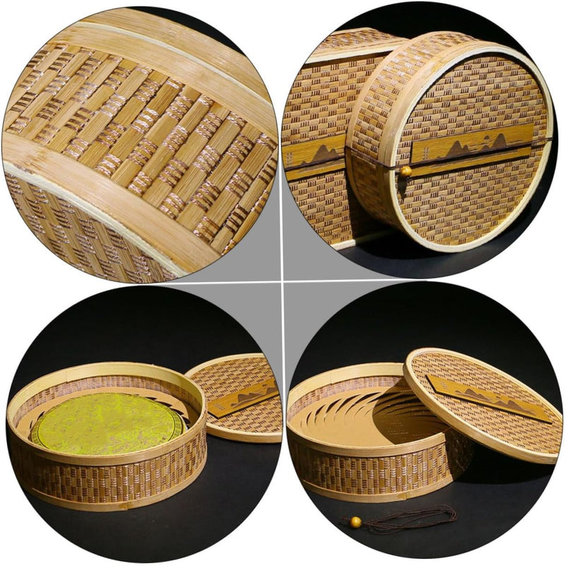 NAMOARLY 1pc Tea Cake Box Woven Storage Case Tea Bag Organizers Dry Food Holder Woven Tea Bag Holder Tea Chest Organizer Tea Leaf Case Gift Containers Snack Case Bamboo Black Tea Glove Box