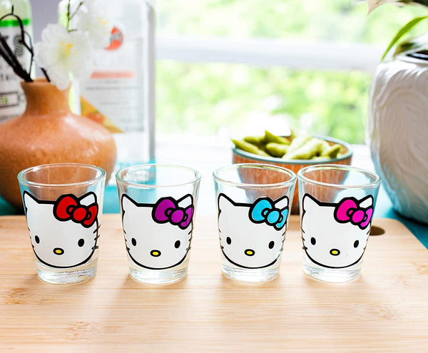 Silver Buffalo Sanrio Hello Kitty Faces 1.5-Ounce Mini Shot Glasses | Set of 4