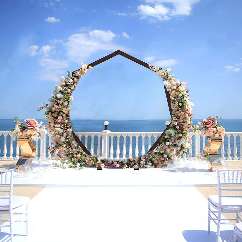 72ft Wedding Arch with White Chiffon Fabric and Wooden Design - Perfect for Weddings Birthdays and Backdrops