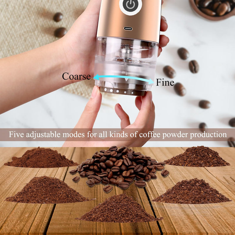 Mulli Portable Burr Coffee Grinder,Electric/Manual 2-in-1 Cafe Grind, Adjustable Burr Mill with 5 Precise Grind Setting for Drip/Espresso/PourOver and More