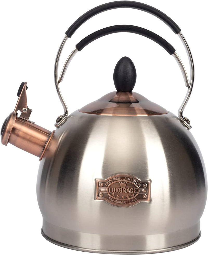 Whistling Tea Kettle Stainless Steel Teapot, Teakettle for Stovetop Induction Stove Top, Fast Boiling Heat Water Tea Pot 2.6 Quart