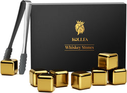 Whiskey Stones, Kollea 8 Pack Stainless Steel Whiskey Chilling Rocks, Reusable Ice Cube for Drinking, Mens Stocking Stuffers for Christmas