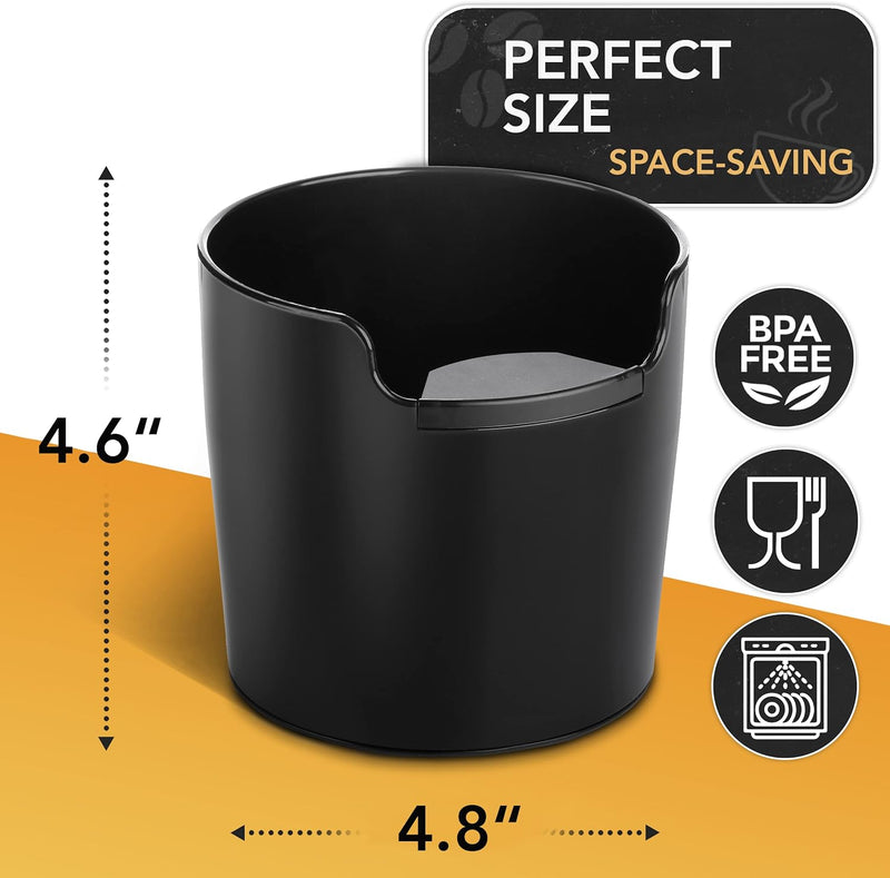 homeffect Knock Box with Improved Handling - Innovative Espresso Tools - Coffee Knock Box Espresso, Black - Espresso Machine Accessories - Knock Box for Espresso Coffee Grounds - Barista Accessories