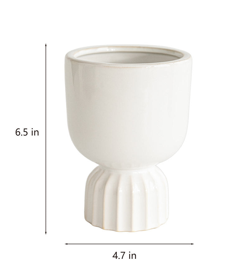 White Ceramic Vase - Modern Glazed Design