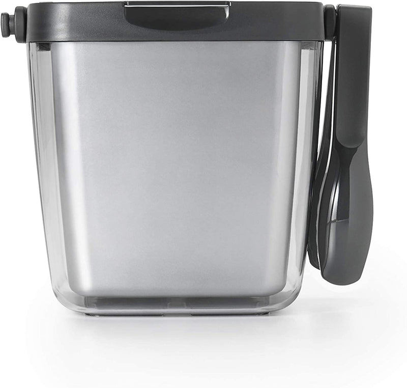 OXO Good Grips Double Wall Ice Bucket with Tongs and Garnish Tray,Gray, 7.37"L x 8.5"W x 7.5"H