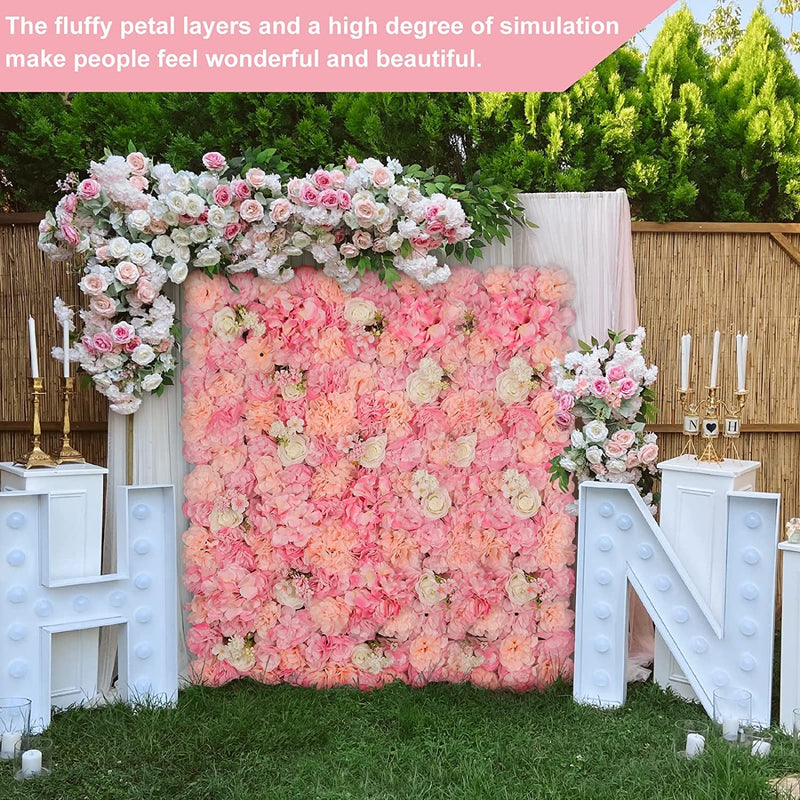 3D Flowers Wall Panel - Artificial Rose Mat for Home Party and Wedding Decor - 12 Pcs - 15 x 15 Inches