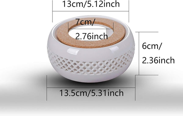 Cosy-Yc Ceramic Teapot Warmer,Tea Light Warmer White,Design For Glass Teapot,Teapot warmer Base(5.3x2.4inch)