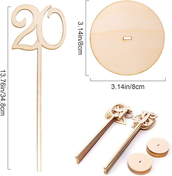 30 Pcs Table Numbers, 1-30 Wood Wedding Table Numbers with Sturdy Holder Base for Wedding Reception Stands Party Event Seat Numbers