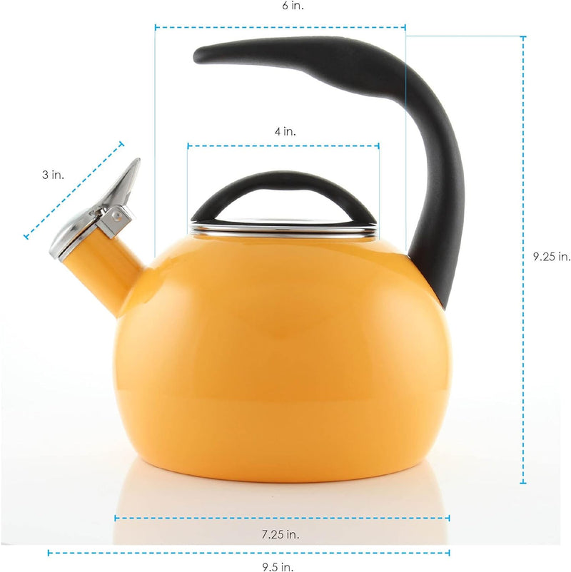 Chantal Anniversary Enamel on Steel Whistling Teakettle, 2 Quart, Marigold