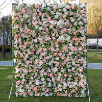 RUDANDAN Artificial Flower Wall Panels with Clothes Fabric Back,Wedding Party Bridal Shower 3D Romantic Rose Green Leaves Wall Backdrop,39.3″X39.3″