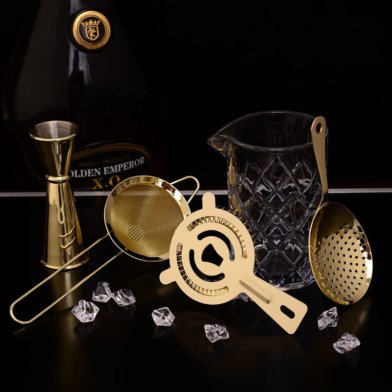 Eligara Hawthorne Strainer - Stainless Steel Cocktail Strainer with High-Density Spring, Bartenders Tool - Drink Strainers for Boston Shakers & Mixing Glasses (Gold)