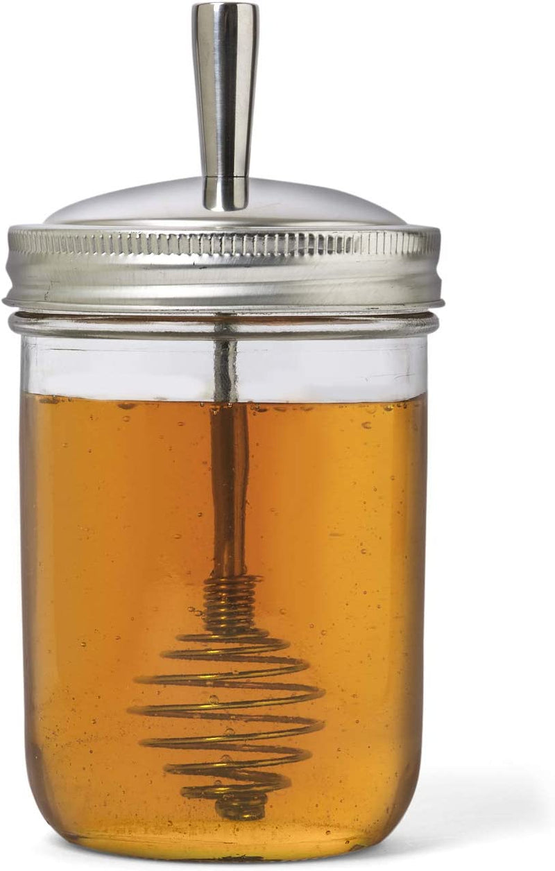 Jarware Honey Dipper Lid for Regular Mouth Mason Jars, Orange, 16-Ounce