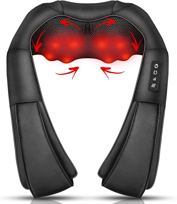 ONIYEA Electric Neck and Back Massager with Soothing Heat - 3D Kneading Massage Pillow for Muscle Pain Relief, Relaxation, and Tissue Rejuvenation