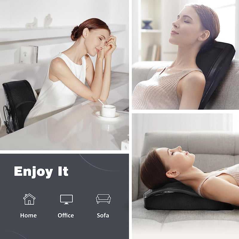 Back Massager with Heat, Shiatsu Back and Neck Massager, 3D Kneading Deep Tissue Massage Pillow for Neck, Back, Shoulder, Muscle Pain Relief, Gifts for Mom Dad