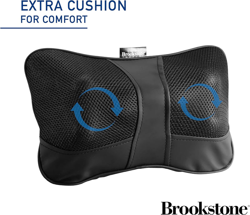 Brookstone Shiatsu Neck and Lumbar Massager, Deep Kneading Massage Pillow with Heat - Neck, Shoulder, Leg, Lumbar Portable Massager, Electric Massage Pillow for Home Office Car