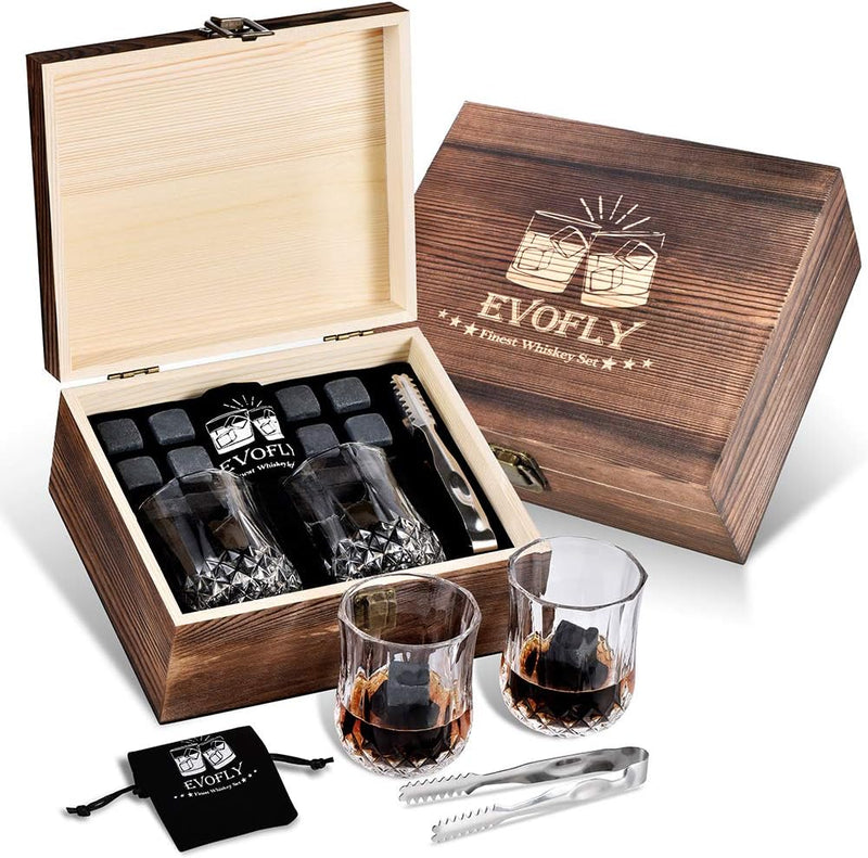 Gifts for Men Dad Husband, Father's Day Anniversary Birthday Gifts for Him Boyfriend, Stainless Steel Whiskey Glasses and Whiskey Stones Set, Cool Burbon Scotch Cocktail Set Gifts