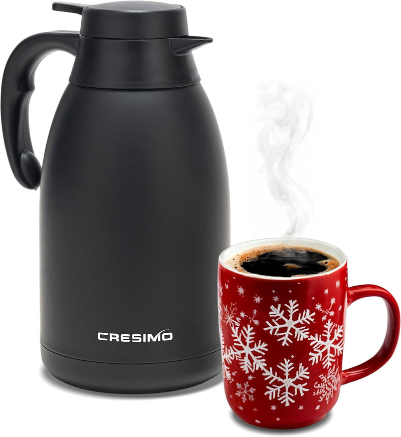 Thermal Coffee Carafe 68oz / 2L-12 Hours Hot Water Dispenser, Insulated Stainless Steel Double Walled Vacuum Flask - Coffee Carafes For Keeping Hot Beverage Dispenser, Coffee Dispenser & Tea Dispenser