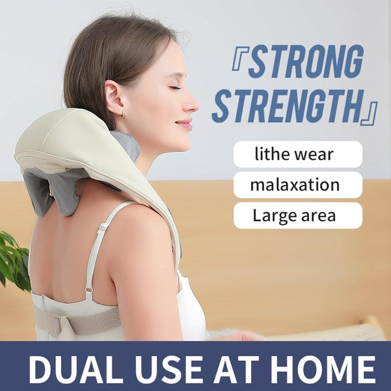 Neck and Shoulder Massager,Shiatsu Back Massager with Heat, Wireless Deep Kneading Massage for Neck, Back, Shoulder, Leg, Suitable for Office, Home and Travel. (Off White)