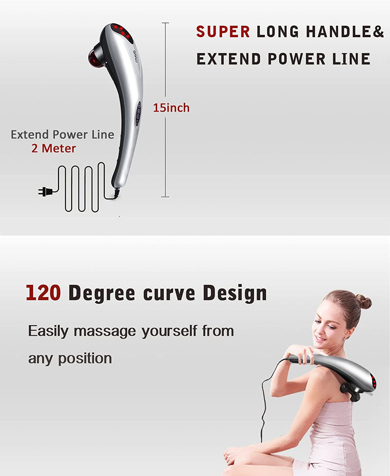 Handheld Deep Tissue Massager Percussion Massage Machine for Muscles Back Neck Shoulder Leg- Hand Held Electric Back Massager for Neck and Back Full Body Pain Relief and Relaxation